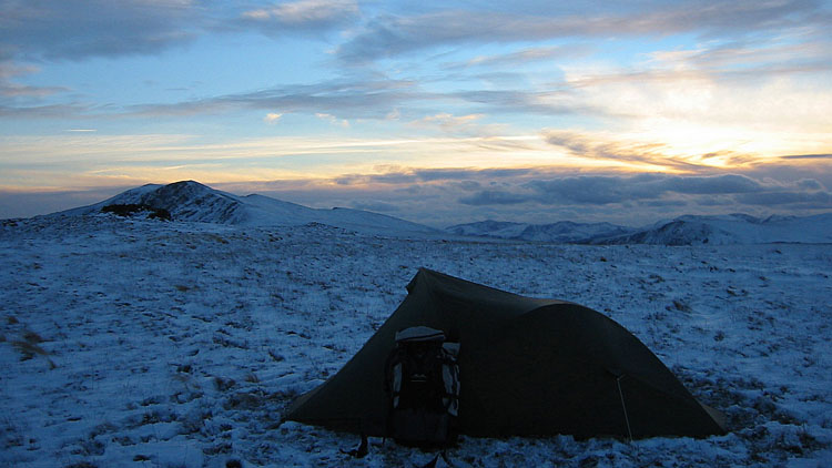 Blencathra & evening sky from pitch on Bowscale Fell Blencathra & evening sky from pitch on Bowscale Fell