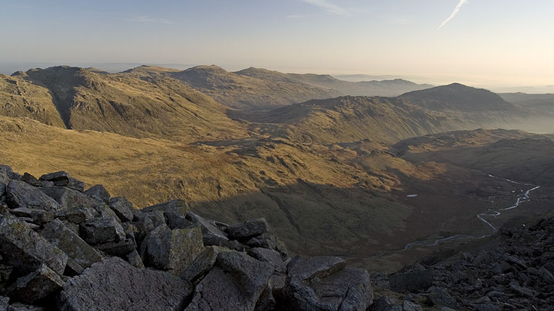 View into Eskdale from pitch on Ill Crag View into Eskdale from pitch on Ill Crag