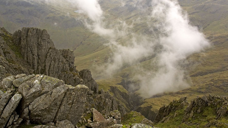 Mist veils over Piers Gill from Lingmell