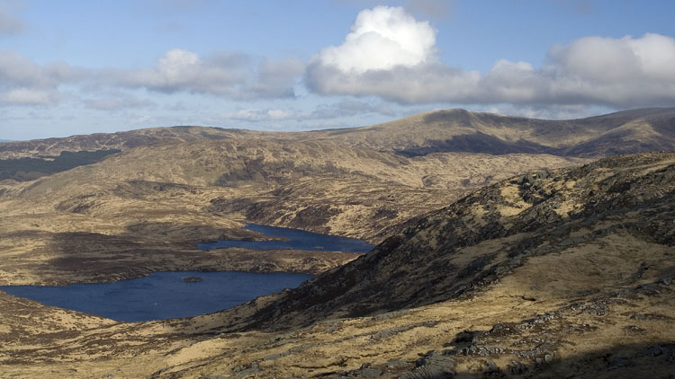 The Lochs of Glenhead from the south ridge of Craiglee