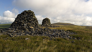 Twin cairns (Cairn Gwilym) on Carn Hyddgen
