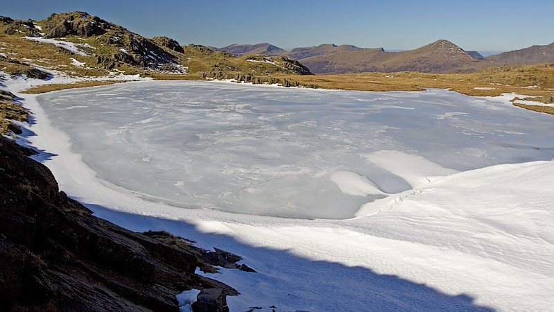 First frozen lake of Llynnau'r Cwn