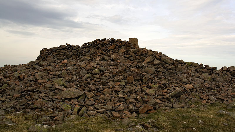 Hedgehope Hill cairn and trig point