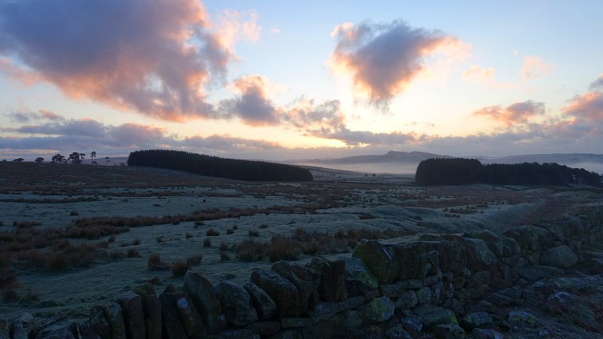 Dawn sky and frozen landscape at Turret 44A