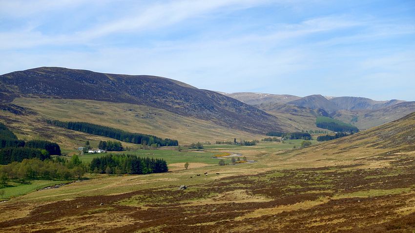 View of Glen Isla from ascent around Auchintaple Loch 