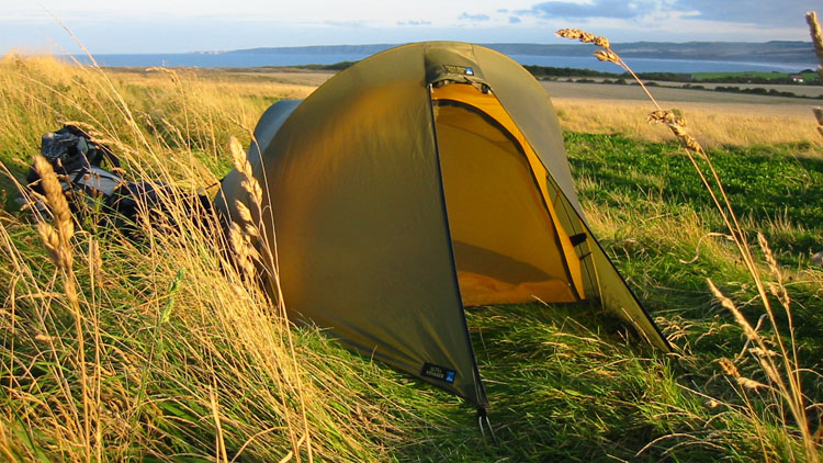 Pitch on North Cliff with Filey Bay cliffs