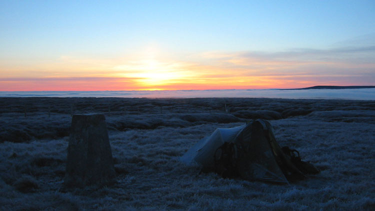 Sunrise over cloud sea from Yockenthwaite Moor