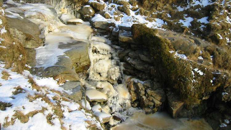Ice formations in upper Crowden Clough
