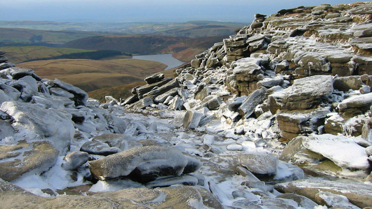 The top of Kinder Downfall and Kinder reservoir below