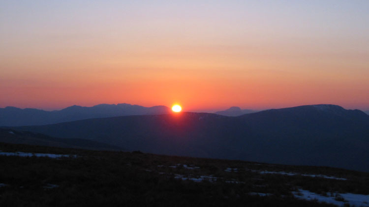 Sunset between the Scafells & Great Gable