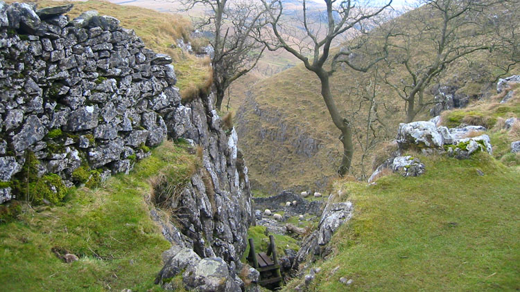 Narrow cleft at the head of Conistone Dib