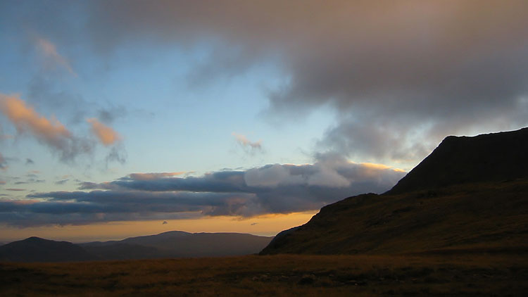 Evening sky and Ill Crag from pitch at Esk Hause
