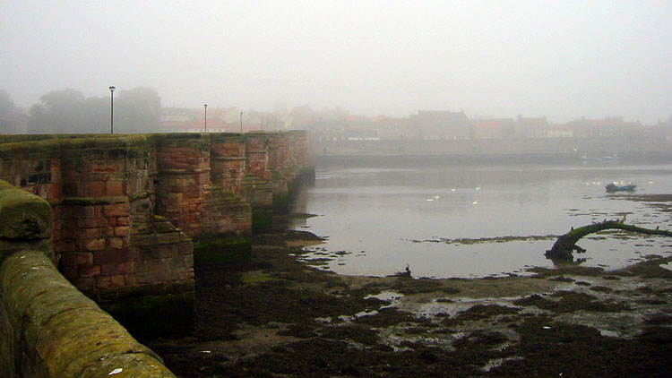 Misty view of the old bridge at Berwick