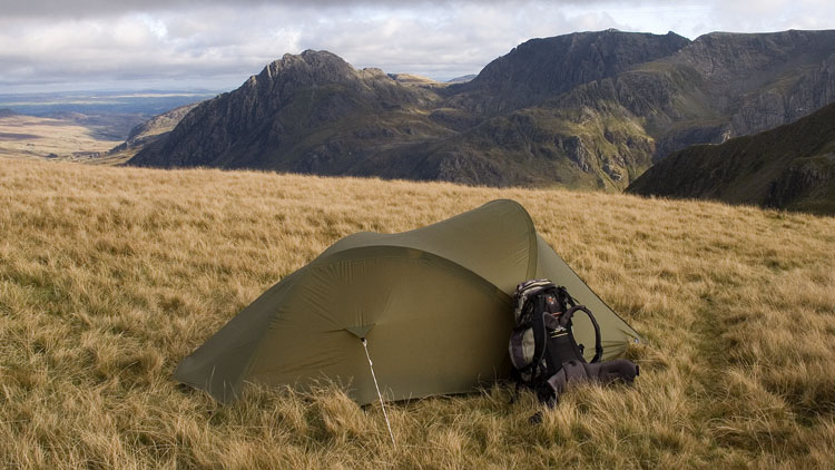 Tryfan & the Glyderau from tent pitch at Bwlch Cywion
