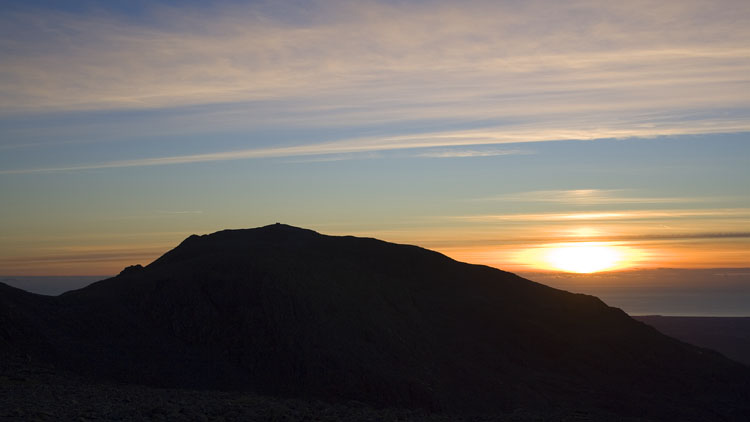 Sunset behind Scafell Pike