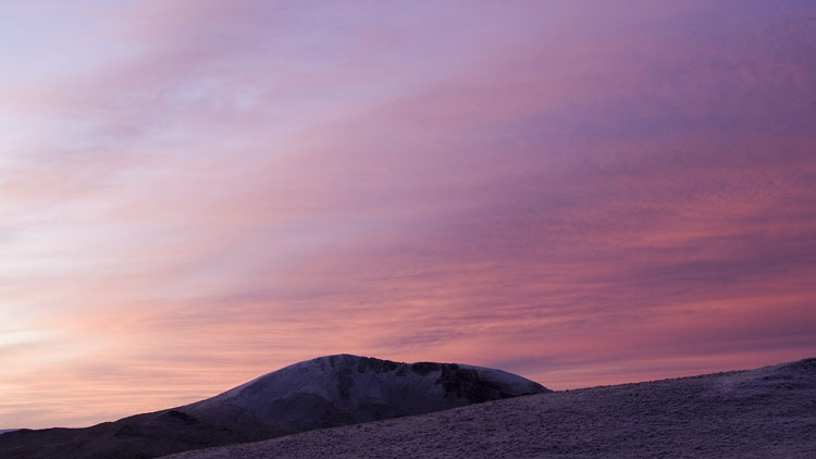 Dawn sky over Moelwyn Mawr from pitch on Cnicht ridge