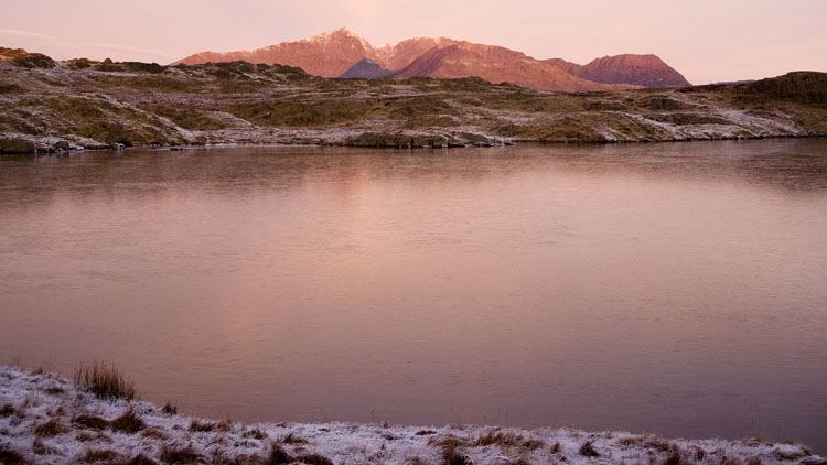 Dawn light on Llyn yr Adar & Snowdon