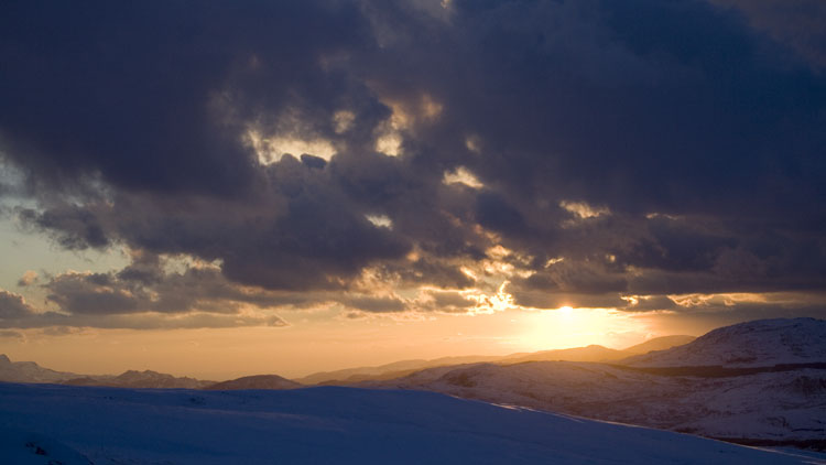 Sunset from pitch on Aran Benllyn ridge