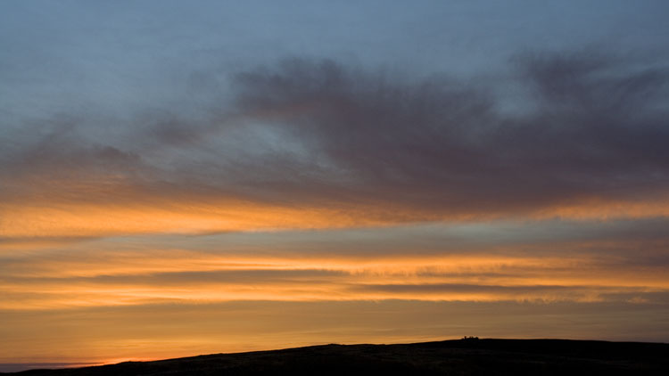 Dawn sky from pitch on Cefn Du
