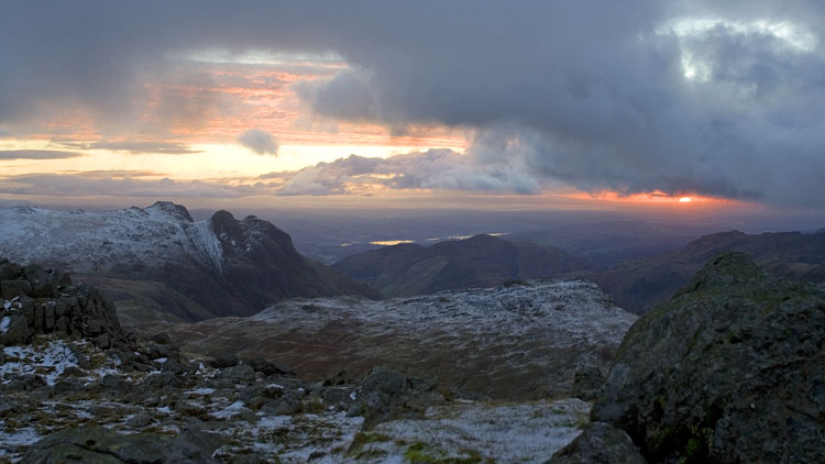 Sunrise from pitch on Allen Crags