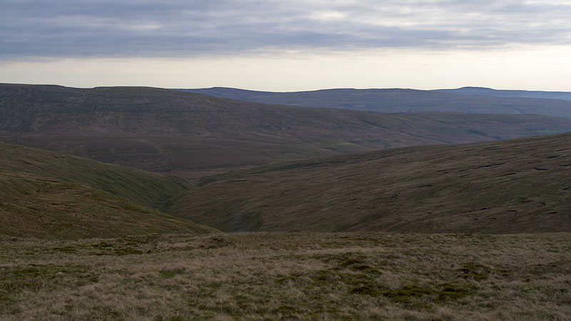 Muted view over East Baugh Fell towards the High Seat ridge
