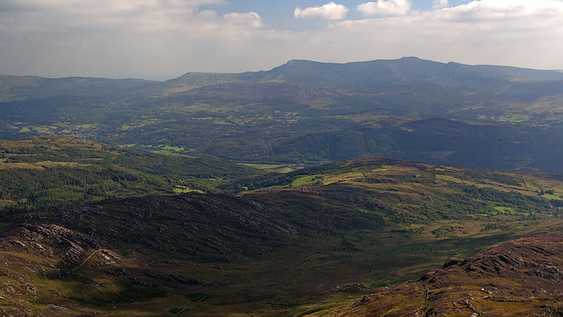 Cadair Idris ridge  across the Cwm-llechen valley 