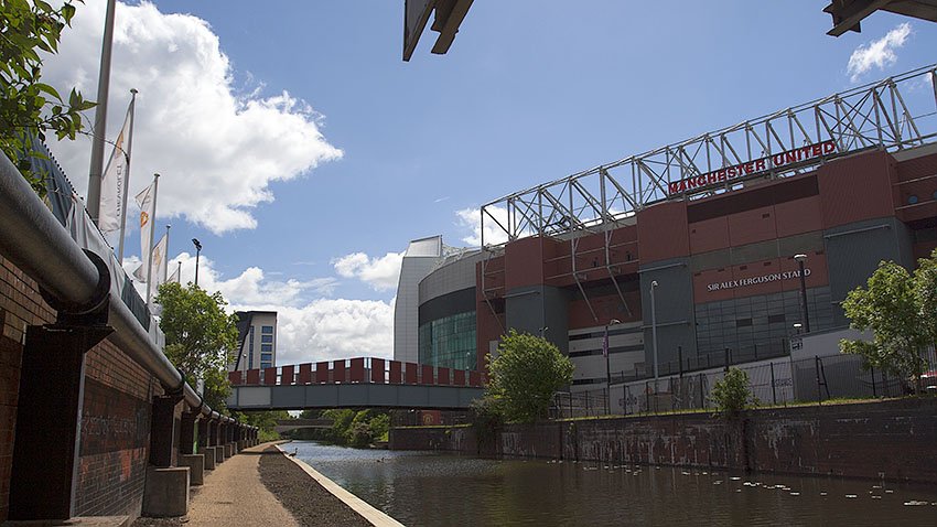 Upgraded towpath approaching Manchester United stadium