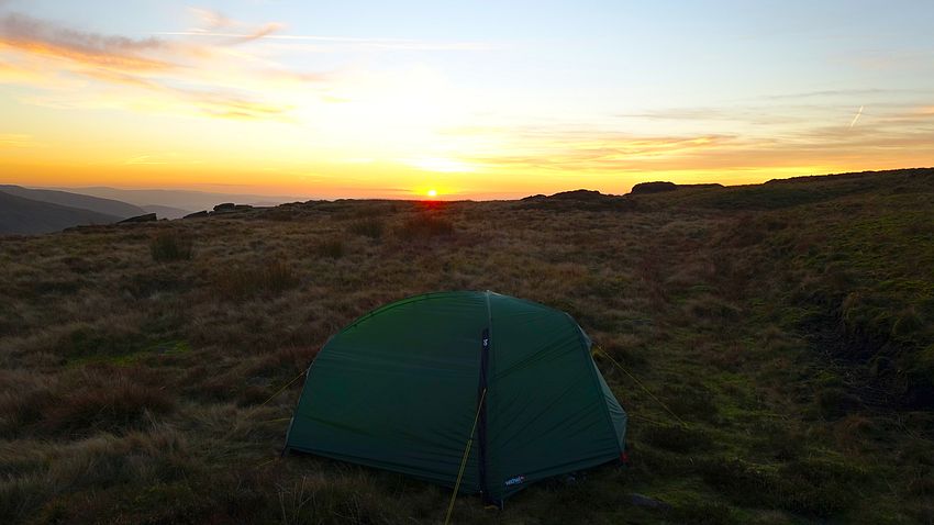 Sunset from pitch near Kinder Downfall
