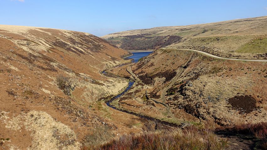 Blakeley reservoir from the rim of Blakely Clough
