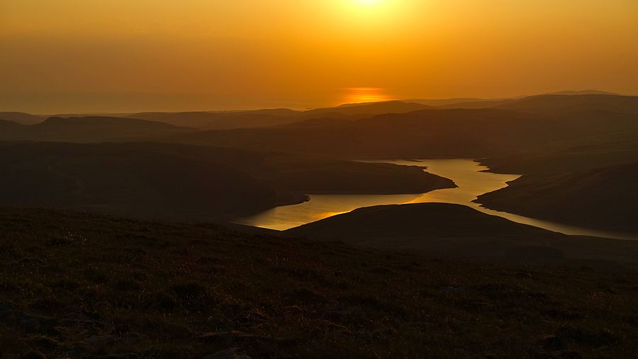 Sunset over Nant-y-moch and the sea